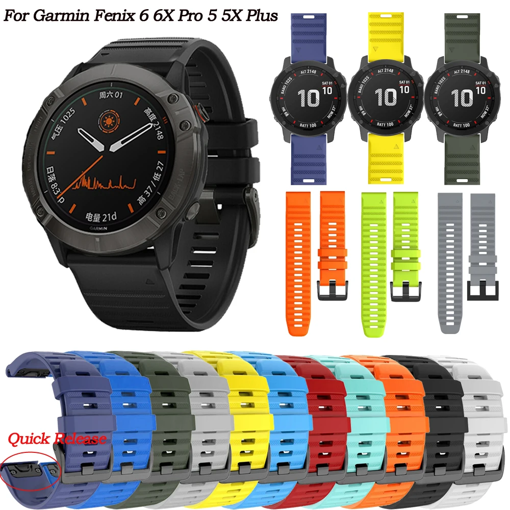 

Sport Silicone Watch Strap Band Quick Release 20 22 26MM For Garmin Fenix 6X 6 6S Pro 5X 5 5s Plus 3HR 935 Wristband Belt Correa