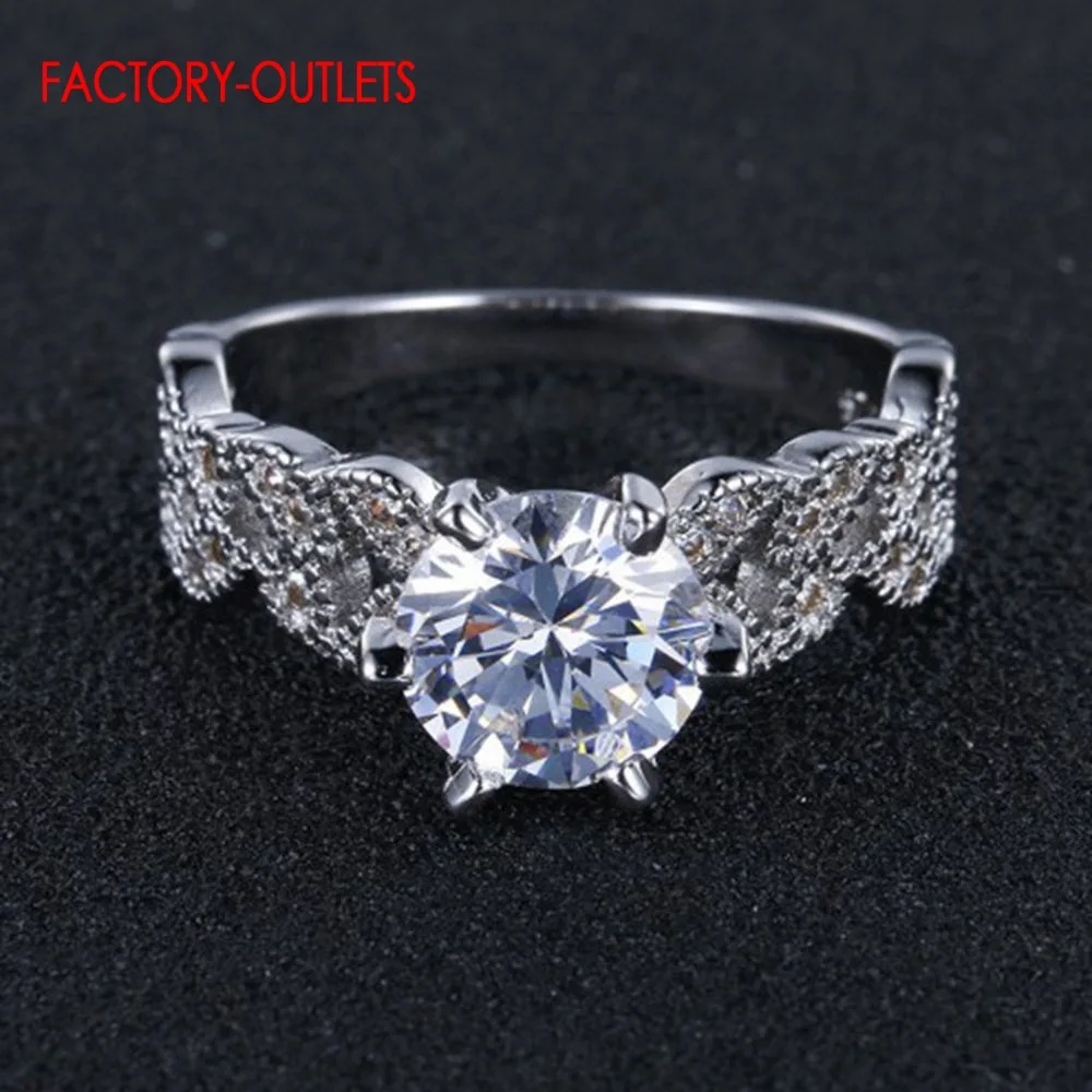 Genuine 925 Sterling Silver Rings For Women AAA Zircon Luxury Sparkling Female Crystal Anniversary Wedding Party | Украшения и