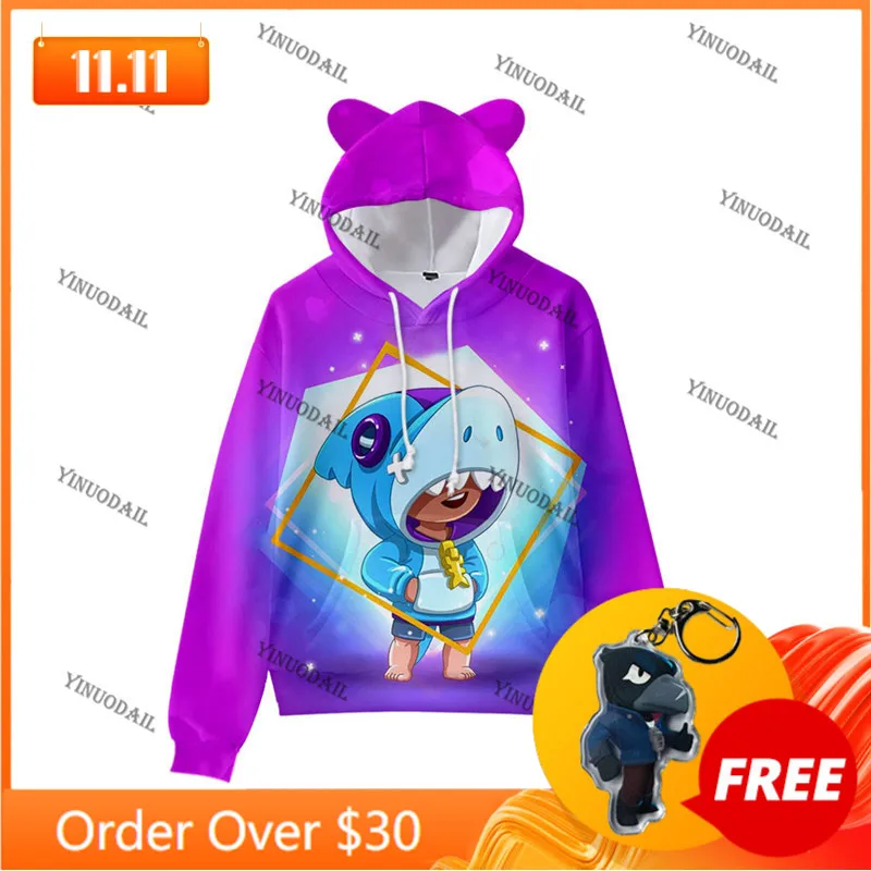 

Cartoon Sally WEREWOLF Shark Cute Cat Ear Kids Hoodie Boys Girls Jacket Tops Teen Shoot Game Shooting Star 3D Sweatshirt
