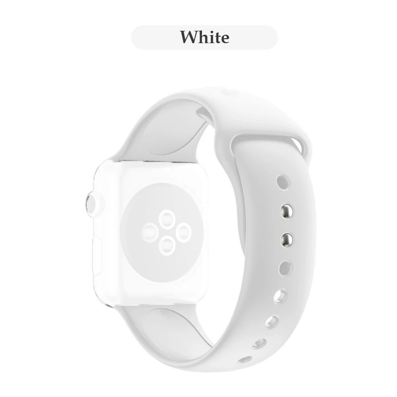 White Силиконовый сменный спортивный ремешок 38 мм 40 мм для Apple Watch Series 1 2 3 4 42 мм 44 мм ремешок на запястье для iWatch Sport Edition - Цвет: White