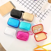 new creative square zipper zero wallet makou iron collection bag headphone key fob collection box