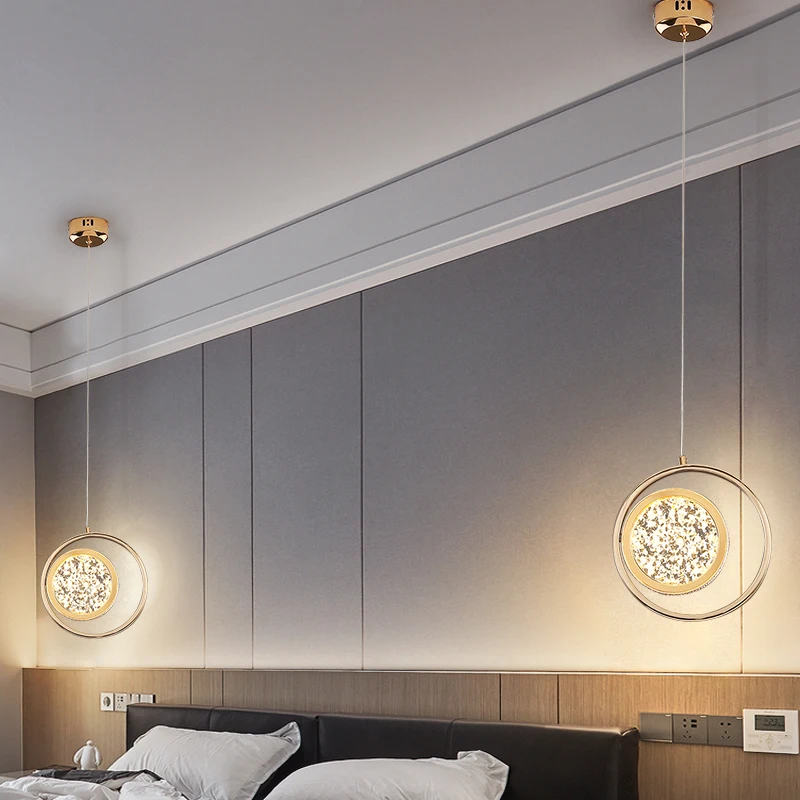 Современная круглая зеркальная маленькая люстра FKL креативная прикроватная