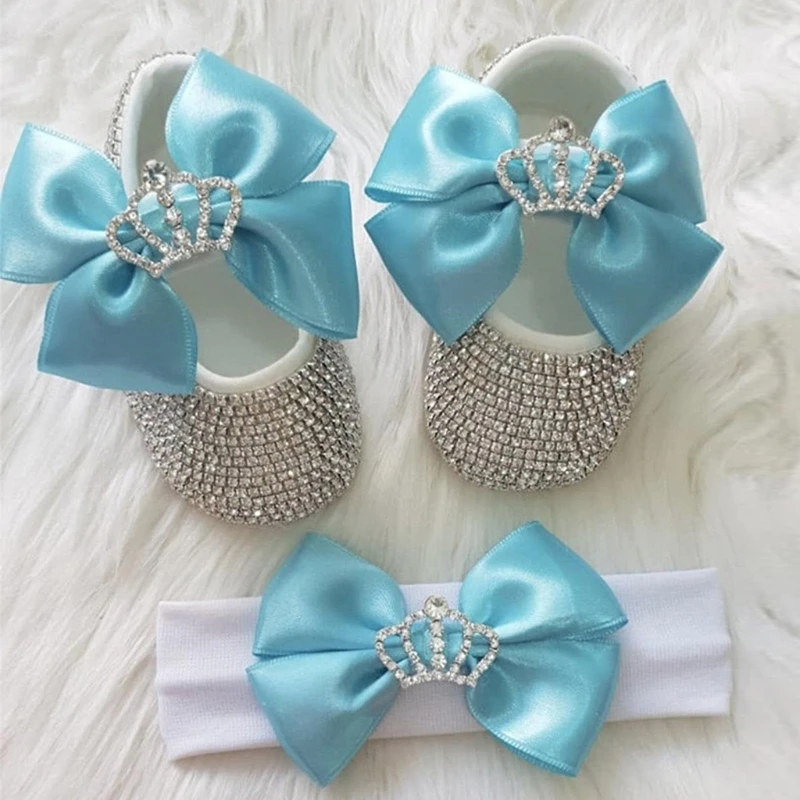 

Детская блестящая повязка на голову со стразами и бантом для новорожденных