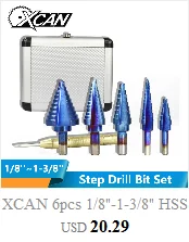 XCAN 1 шт. 4-20 мм HSS с титановым покрытием Ступенчатое сверло электроинструмент для металла, дерева, Дырокол