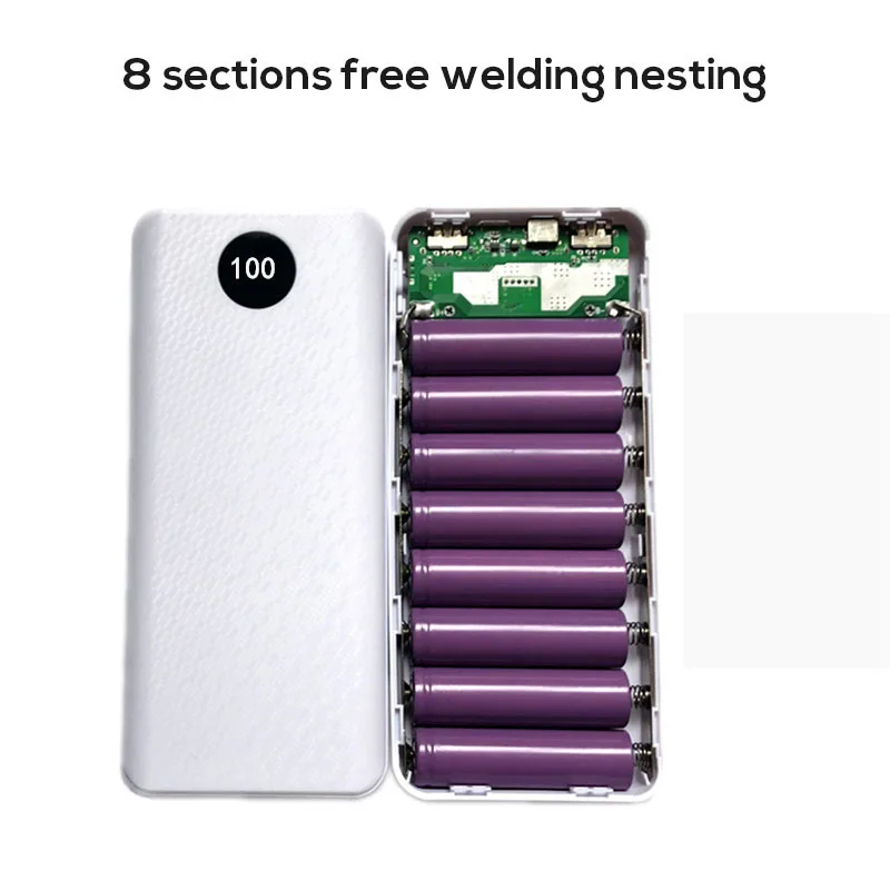 8x18650 digital display power bank battery box portable diy kit mobile battery charger box mobile phone charger shell for iphone free global shipping