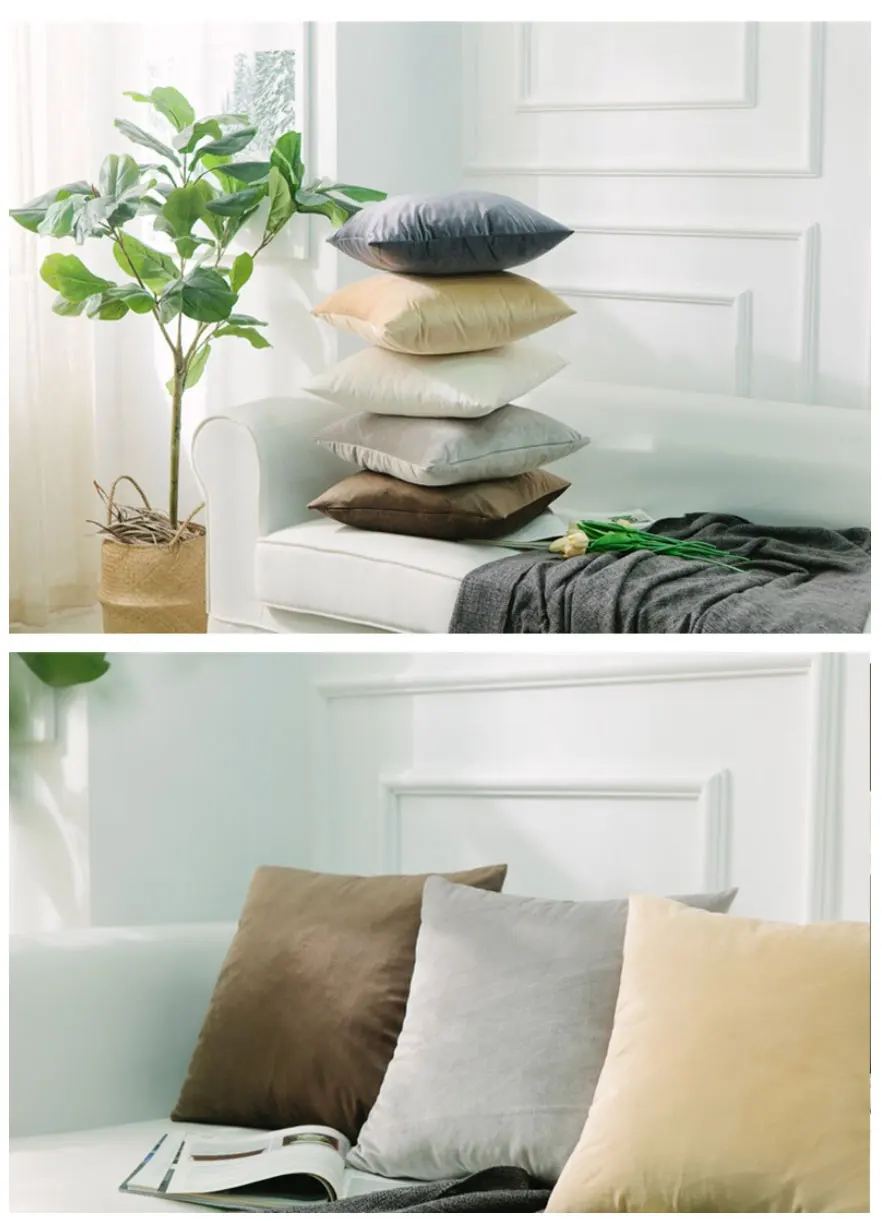 Nordic Style Velvet Pillowcase Simple Solid Throw Cushion Covers Square Pillow Cover for Bedroom Sofa Living Room Decoration