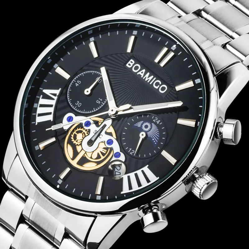 Часы BOAMIGO мужские спортивные механические водонепроницаемые|Кварцевые часы| |