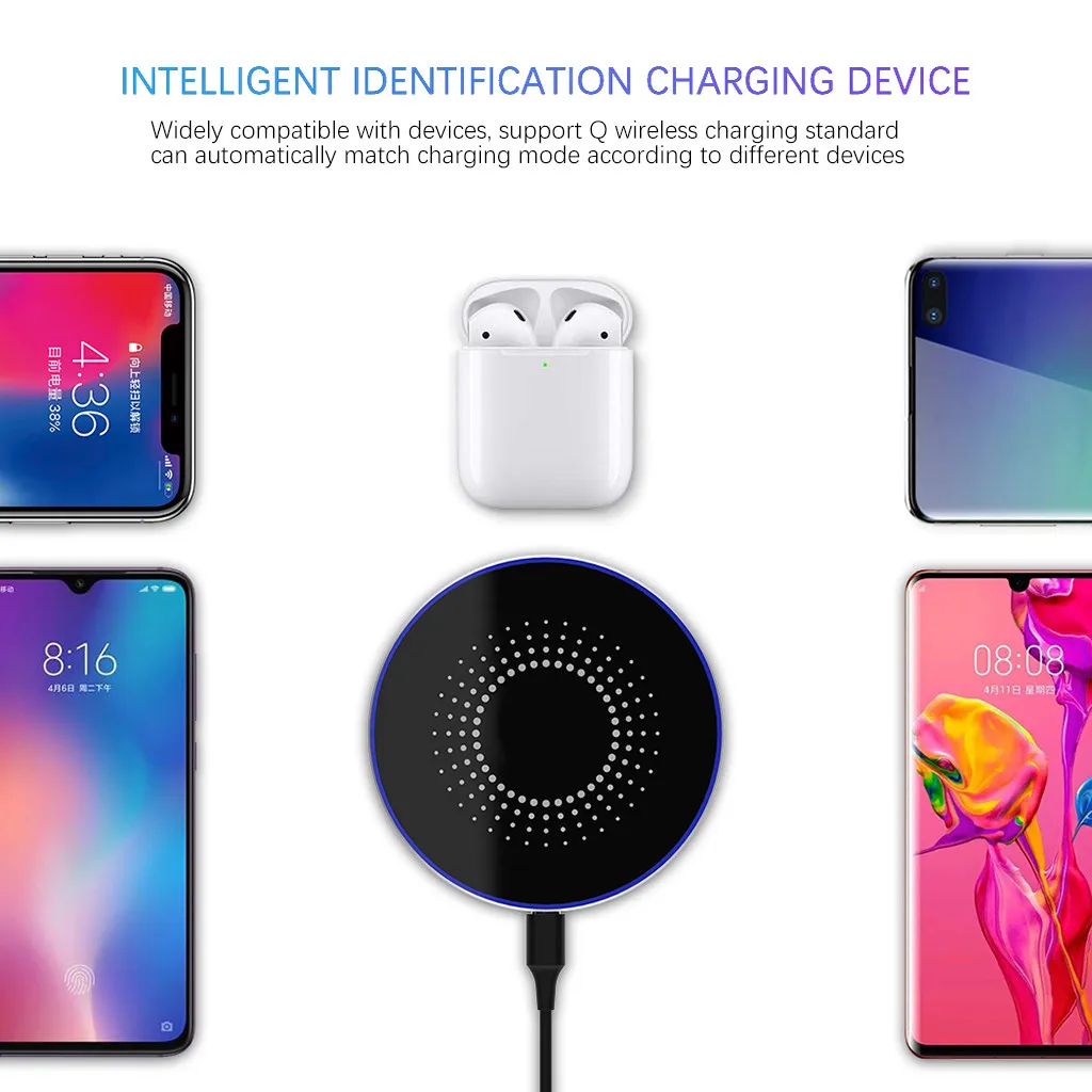 Быстрое беспроводное зарядное устройство 15 Вт для Samsung Galaxy Note 10 + Qi подставка