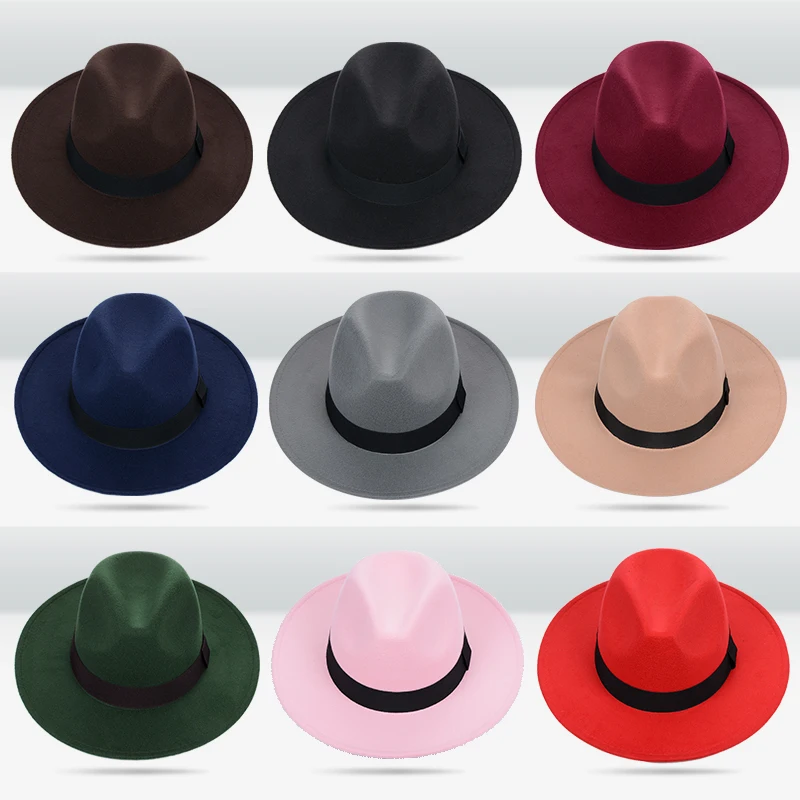 Кепка для родителей с широкими полями, осенняя Женская мода, топ, джазовая шляпа Кепка, зимняя фетровая шляпа для мужской шерстяной шляпы, мо... от AliExpress WW