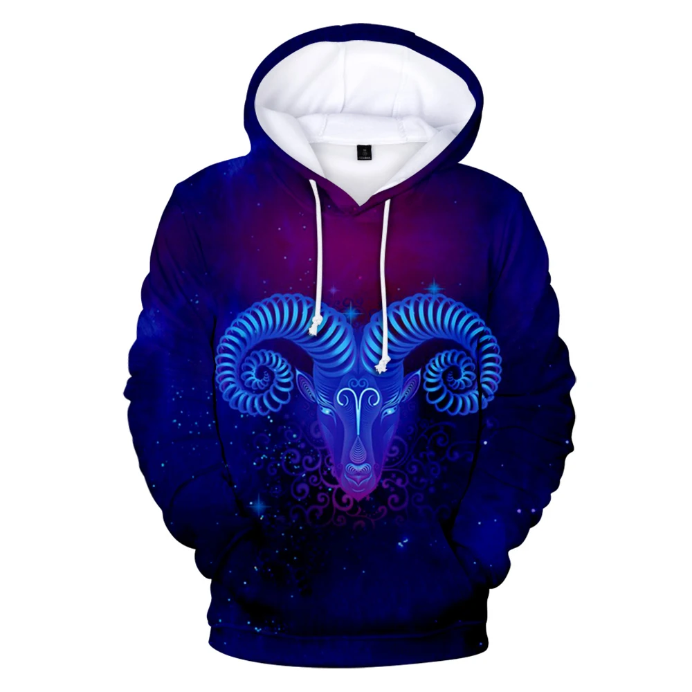 

New 3D printed hoodie with 12 constellations pattern fashion sweatshirt Aries printed casual pullover boys and girls casual tops