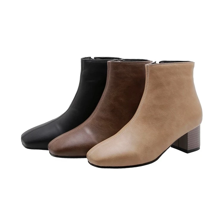 

Big Size 10 11-19 boots women woman winter boots women women shoes botas Side zipper square head leather cover