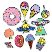 ice cream donuts fries embroidered patches large size for clothes ironing sew appliques for jackets bag shoes sticker badges