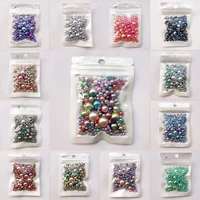 250pcs mix size 3 12mm beads with hole colorful pearls round acrylic imitation pearl beads diy for jewelry making accessories