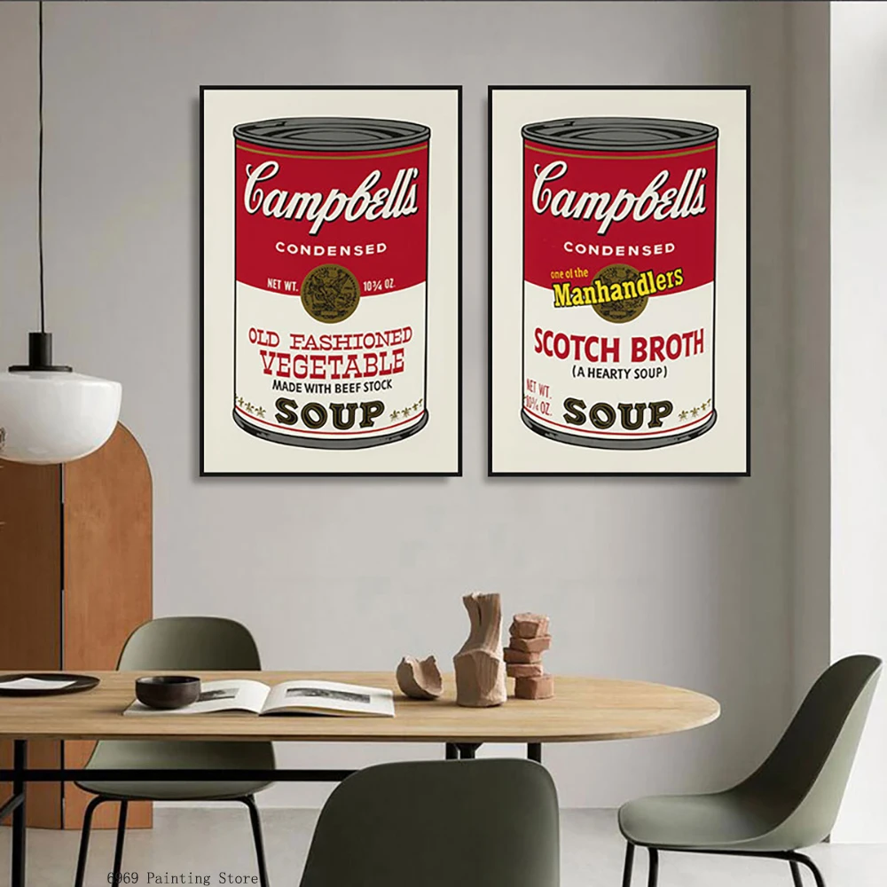 

Campbell Soup Canned Decoration Mural Pop Style Posters Prints Canvas Painting Wall Art Modern Home Living Room Decor Pictures