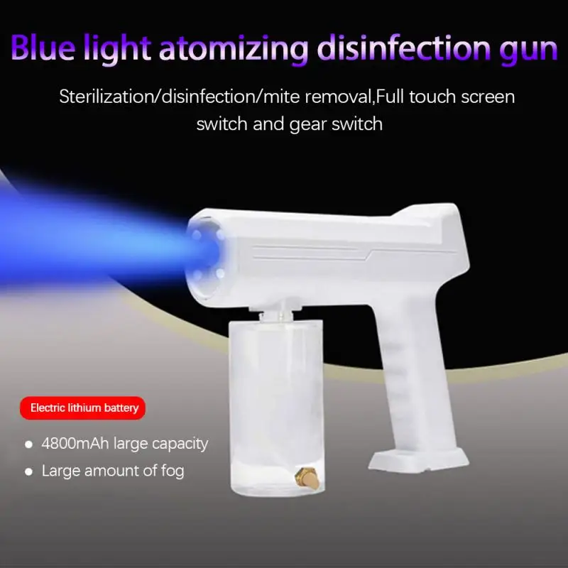 

300ml Universal Touch Screen Wireless Charging Atomizing Disinfection Gun Disinfection Spray Gun Blue Light Disinfect Tools
