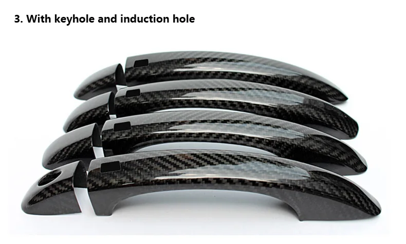 Style 3 Car Accessories Carbon Fiber Auto Door Handle Knob Exterior Trim Covers Shell for Audi A1 A3 A4 A4L A5 Q3 Q5 S3 S4 S5 SQ5 B8 B9 - Название цвета: Style 3