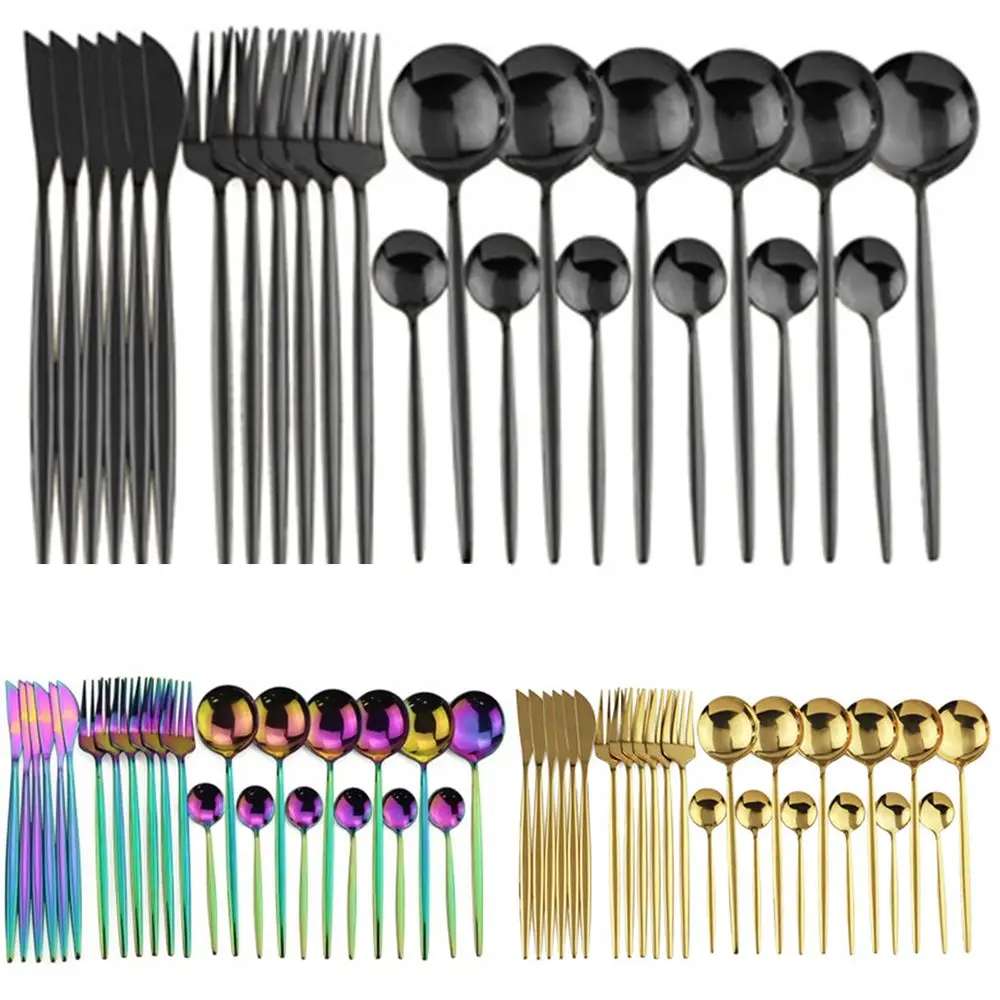 

24 шт., разноцветные столовые приборы