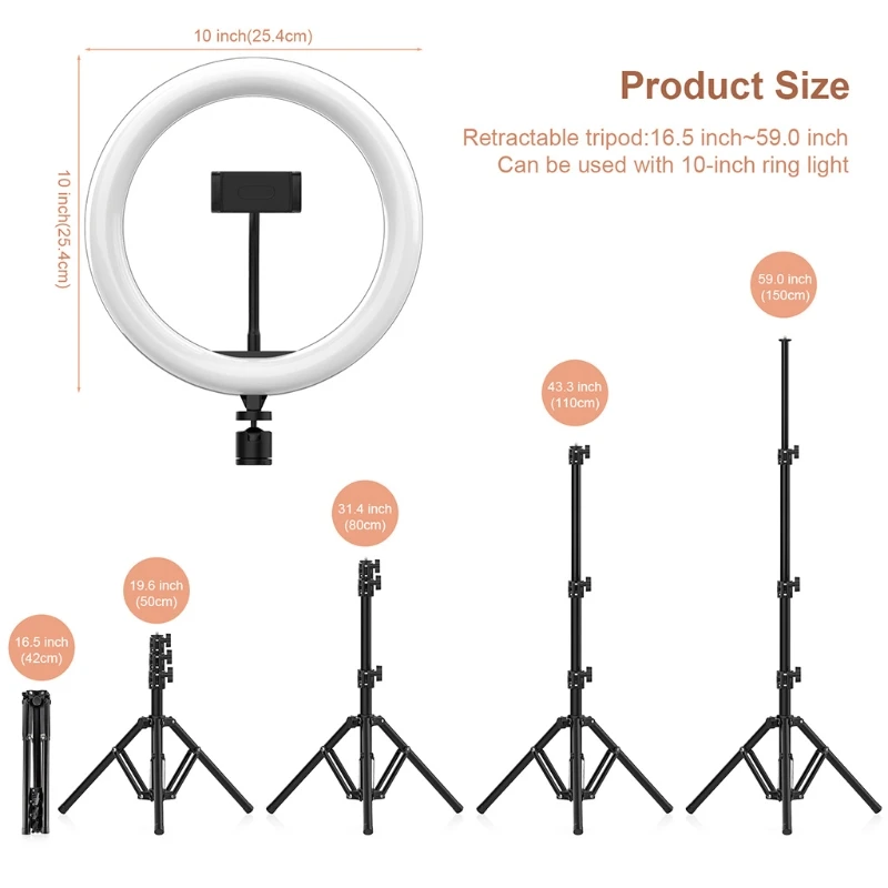 

Folding Tripod Ring Light Selfie Light Flexible Bendable Mobile Phone Holder 5V for tiktok / YouTube / Live Stream