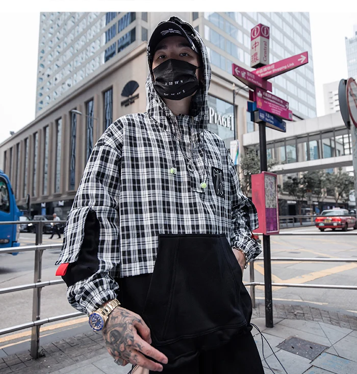 Aelfric Eden модные Лоскутные клетчатые мужские толстовки с капюшоном Harajuku толстовки мужские повседневные хлопковые хип хоп пуловеры уличная