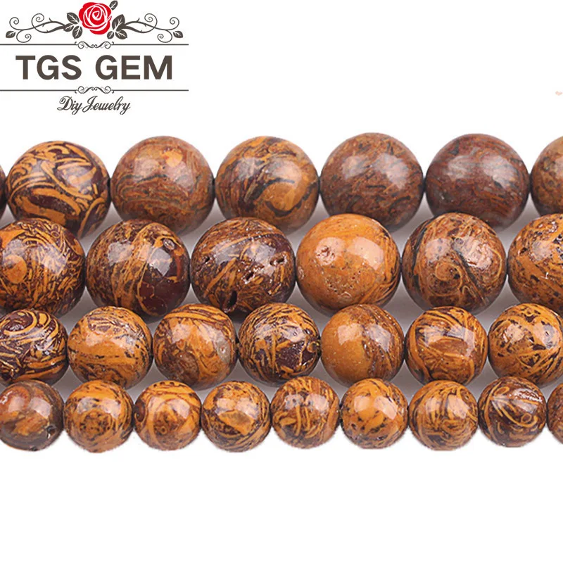 100% натуральный резиновый камень коричневая полоса Свободные Круглые бусины 15