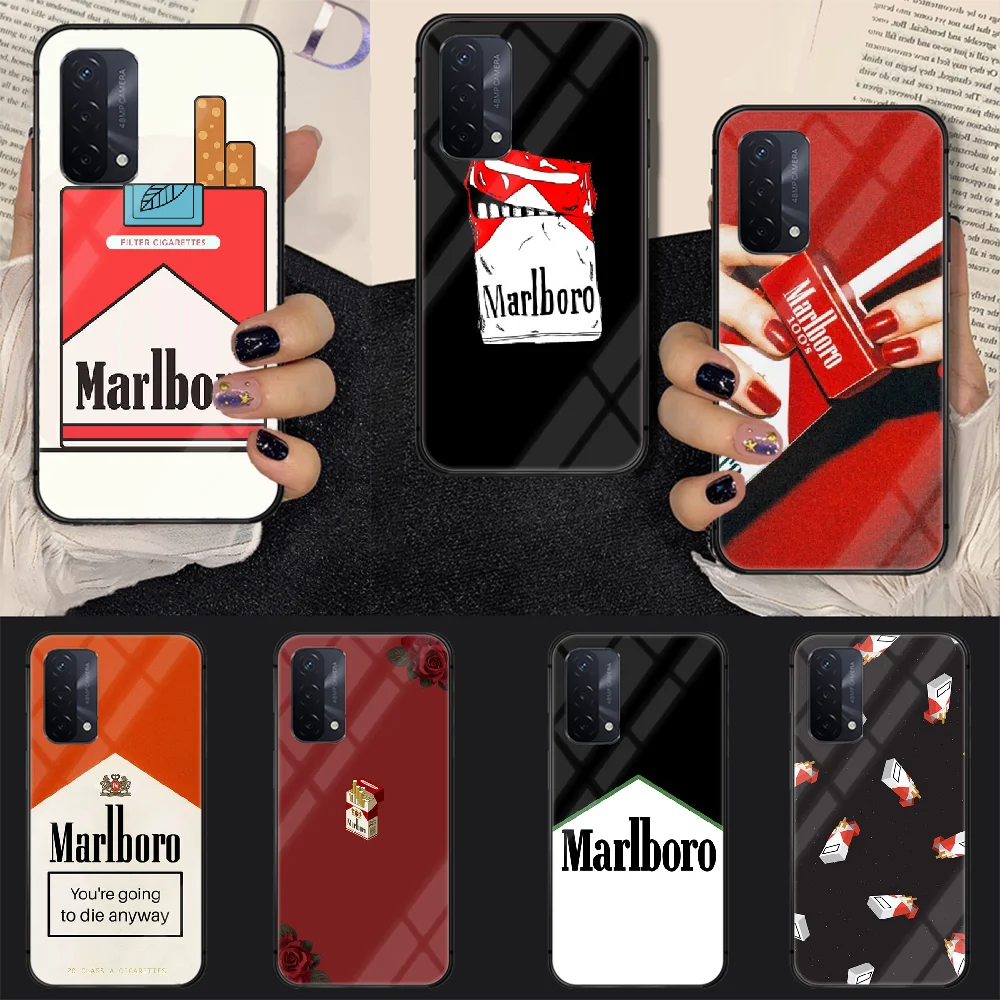 

Marlboros Cigarette Phone Tempered Glass Case Cover For oppo realme find a x c xt gt 2 53 3 6 7 50 11 i Pro 4g 5g Funda Coque