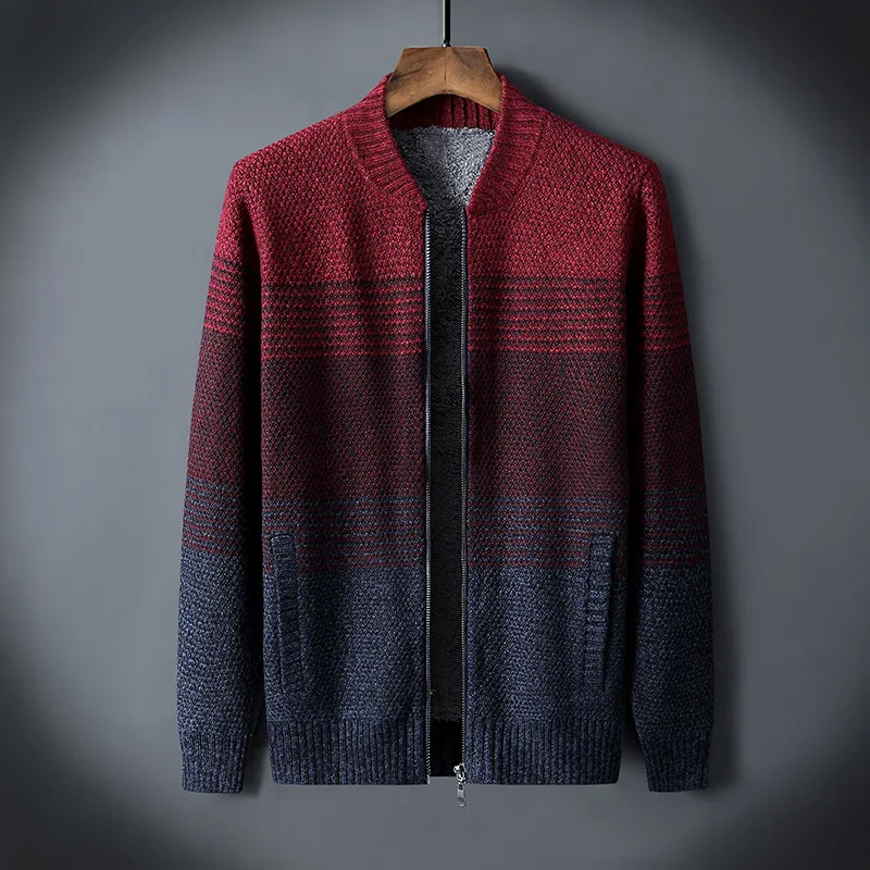 Мужские свитера на осень зиму 2021 теплый плотный полосатый комбинированный