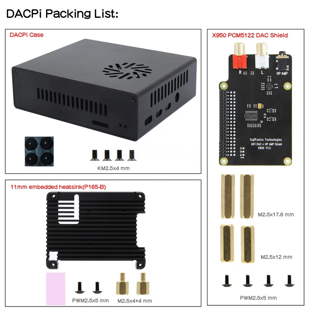 Geekworm DACPi для Raspberry Pi 4 Модель B NUC алюминиевый чехол с X950 аудио ЦАП щит и радиатор