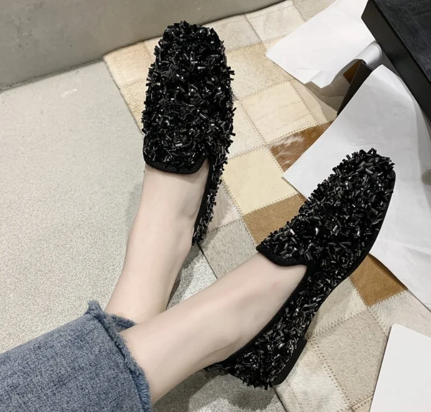 

British Fashion Spring Shoes Women Slip on Flat Loafers Shoe Ladies Fashion Female Bling Casual Shoes Loafers on Sale
