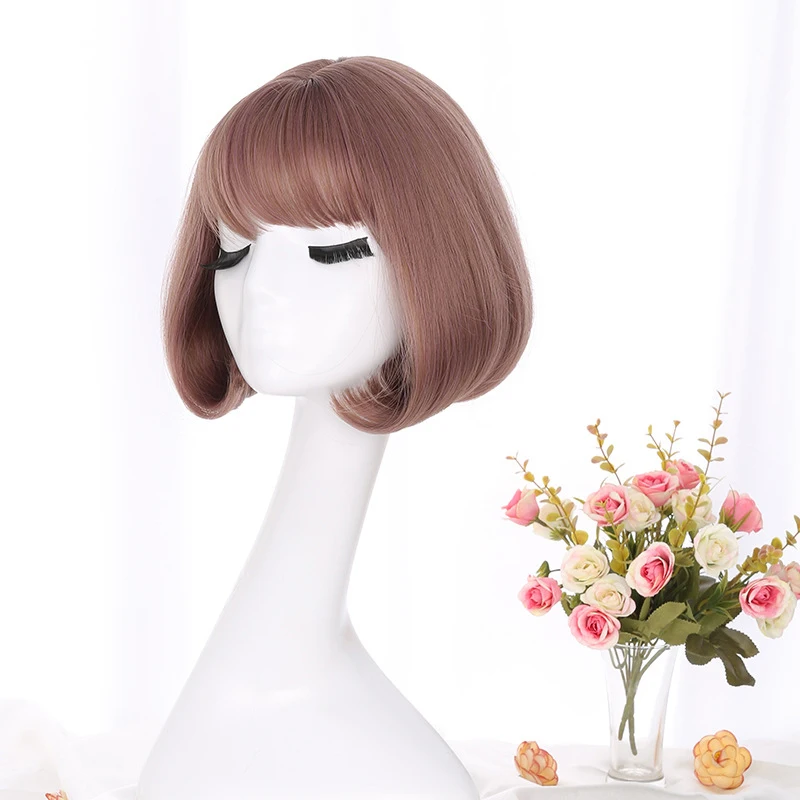 

LM Synthetic Shortwig Female BOBO Short Hair Korean air Bangs Inner Buckle Pear Flower Volume Chemical Fiber Wig