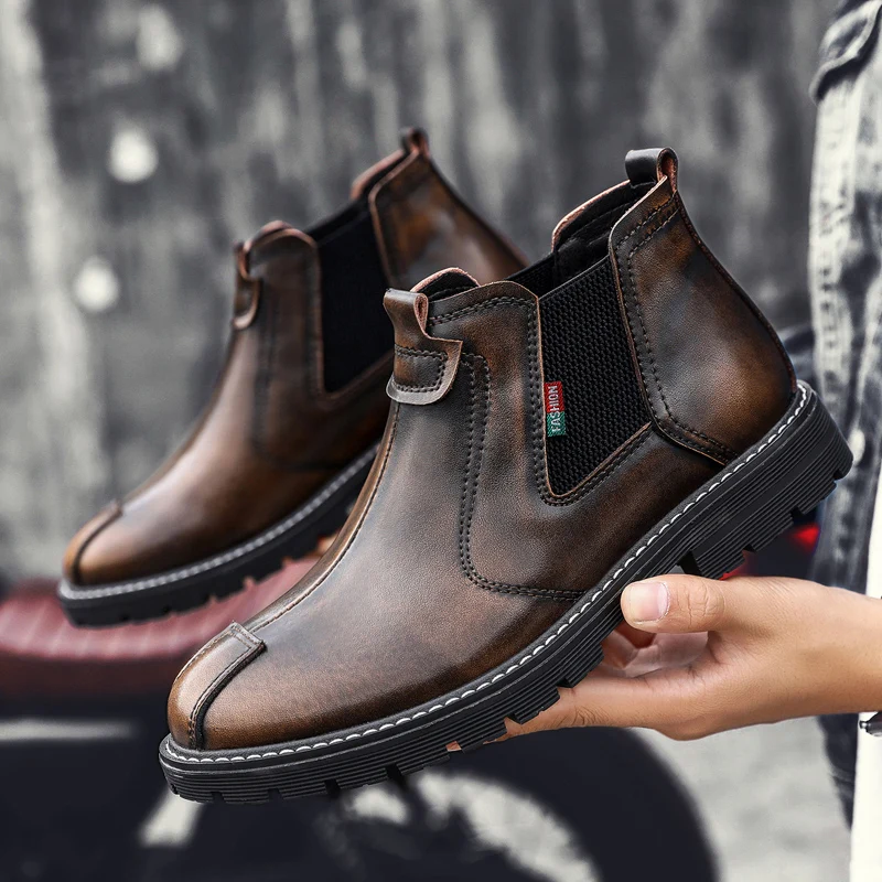 

Motorcycle Street Fashion Shoe Men's Waterproof Leather Boots 4 Seasons Anti-fallracing Motorbike Travel Cycling Shoes