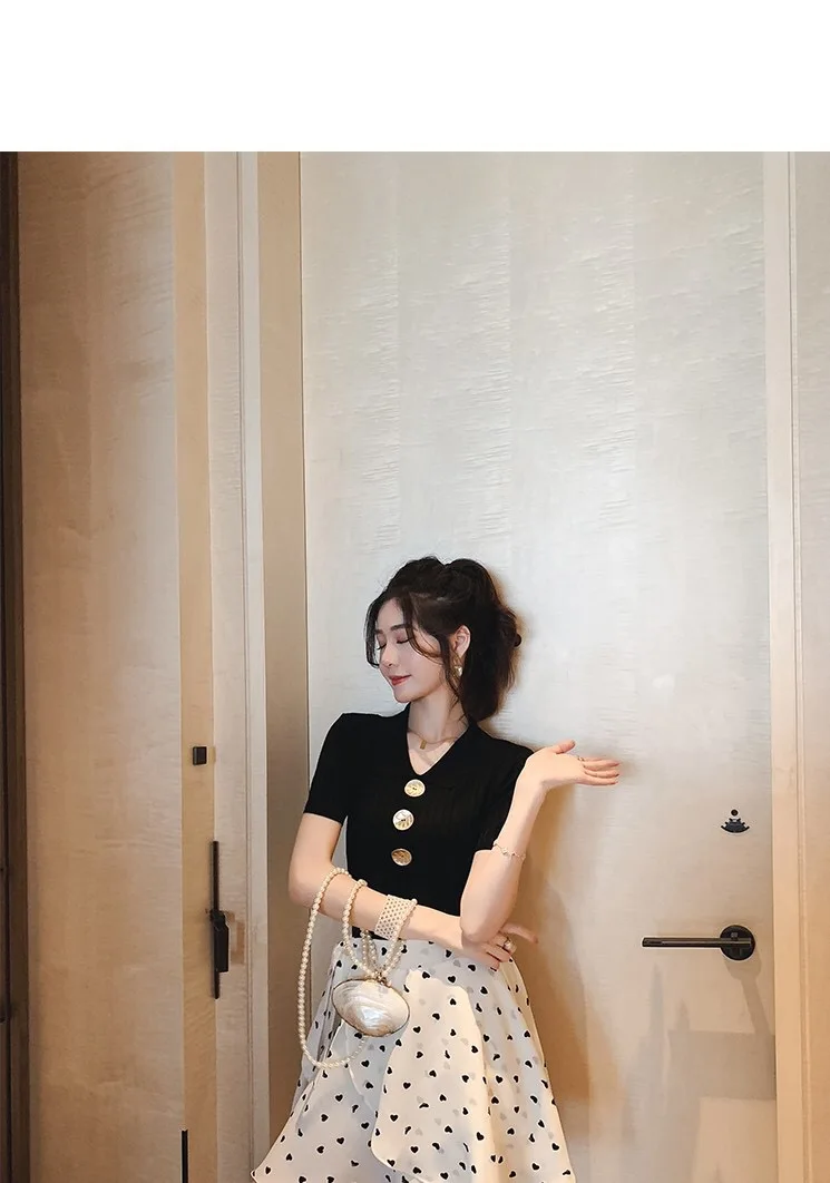 

J1273-T-shirt women's summer new women's short-sleeved Slim wild solid half-sleeved shirt