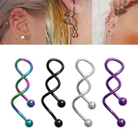 1pc twist ear stud industrial earring navel belly button ring helix tragus cartilage piercing barbell nombril women body jewelry