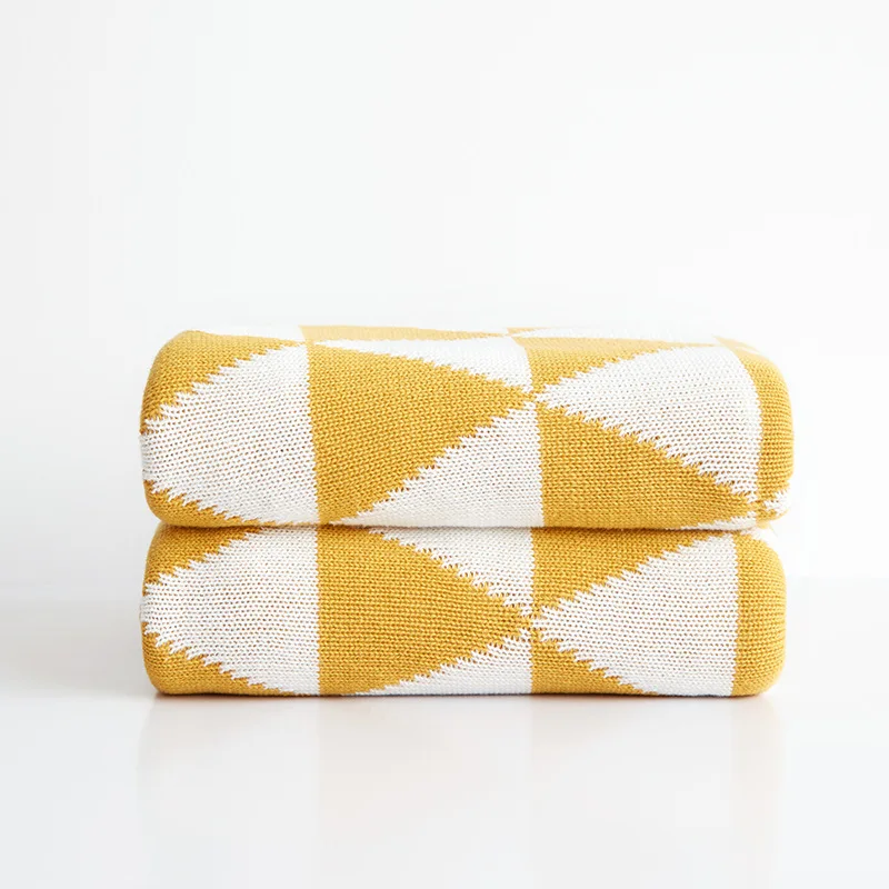 Хлопковое плед для кровати дивана желтого серого цвета весеннее Осеннее