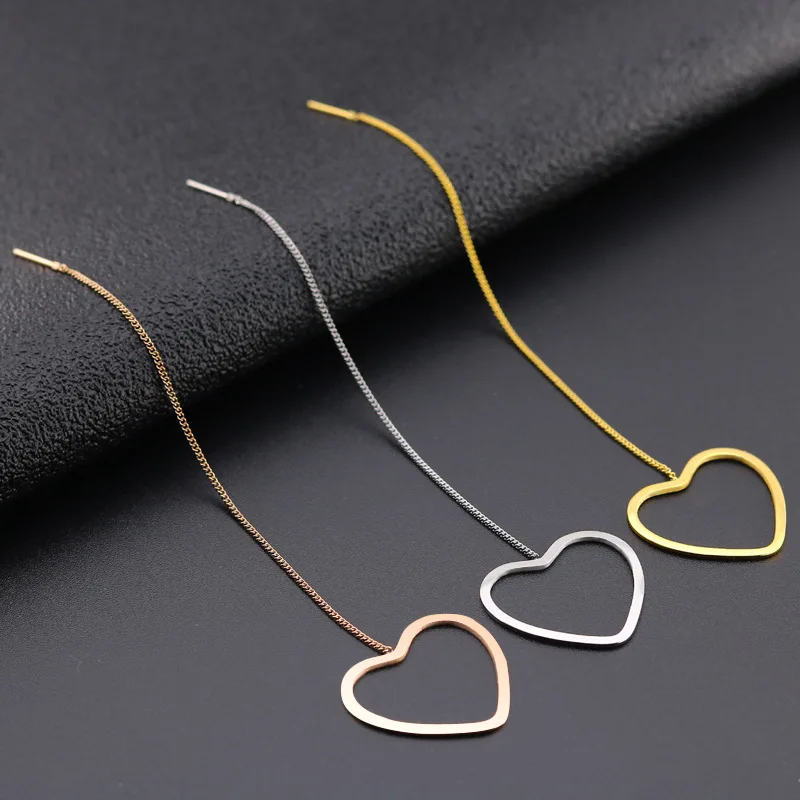 

1 пара креативных сережек в форме сердца из титановой стали, модные простые серьги из нержавеющей стали, серьги из розового золота