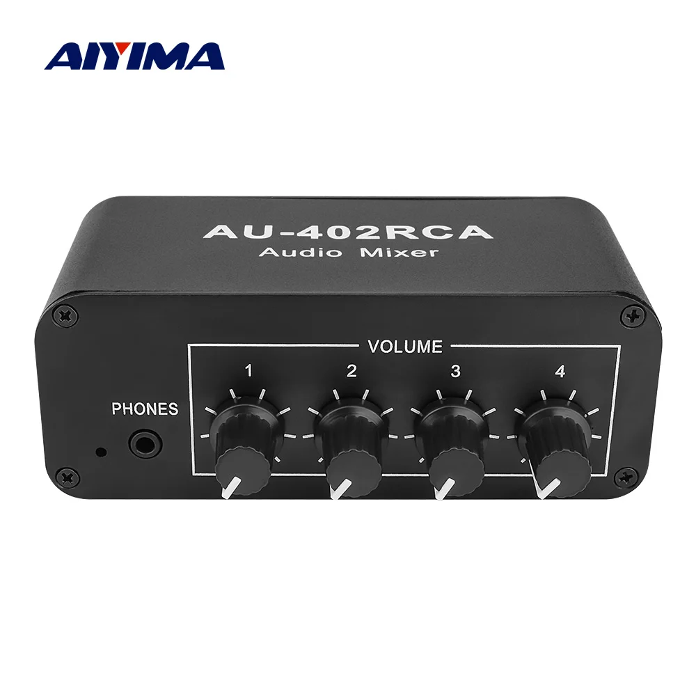 AIYIMA 4 طريقة RCA الصوت المدخلات ستيريو مختلط الناتج جهاز مزج الصوت مضخم ضوت سماعات الأذن الفاصل محدد مصدر الجلاد لتقوم بها بنفسك مكبر للصوت