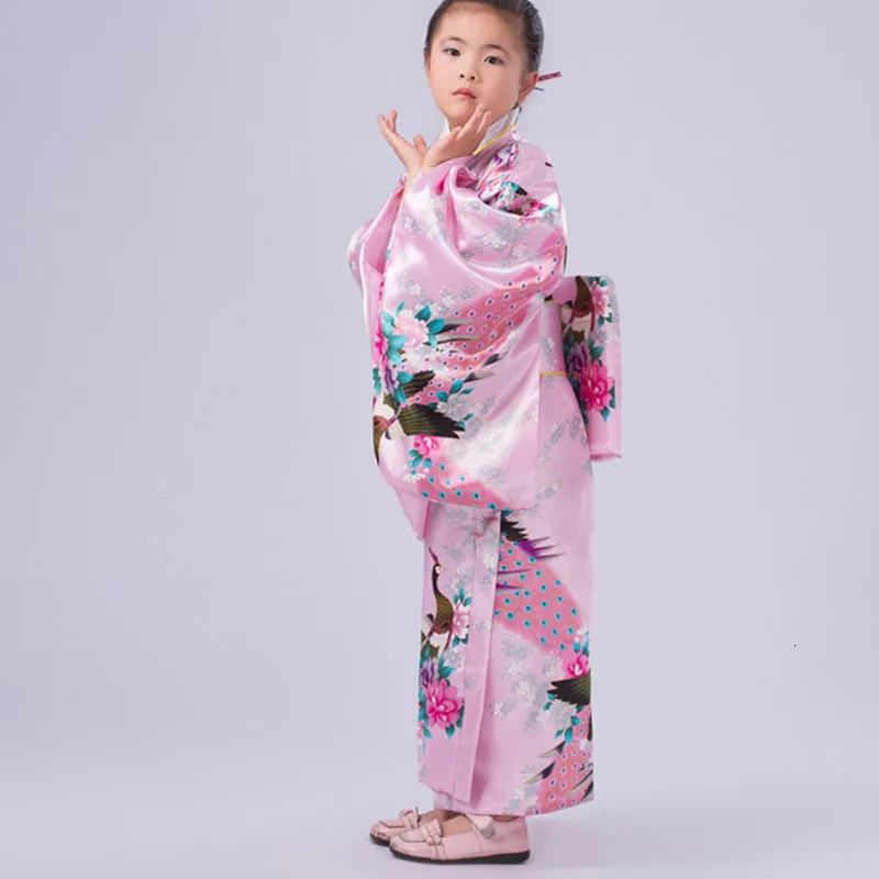 Детский традиционный Национальный японский костюм для девочек кимоно с