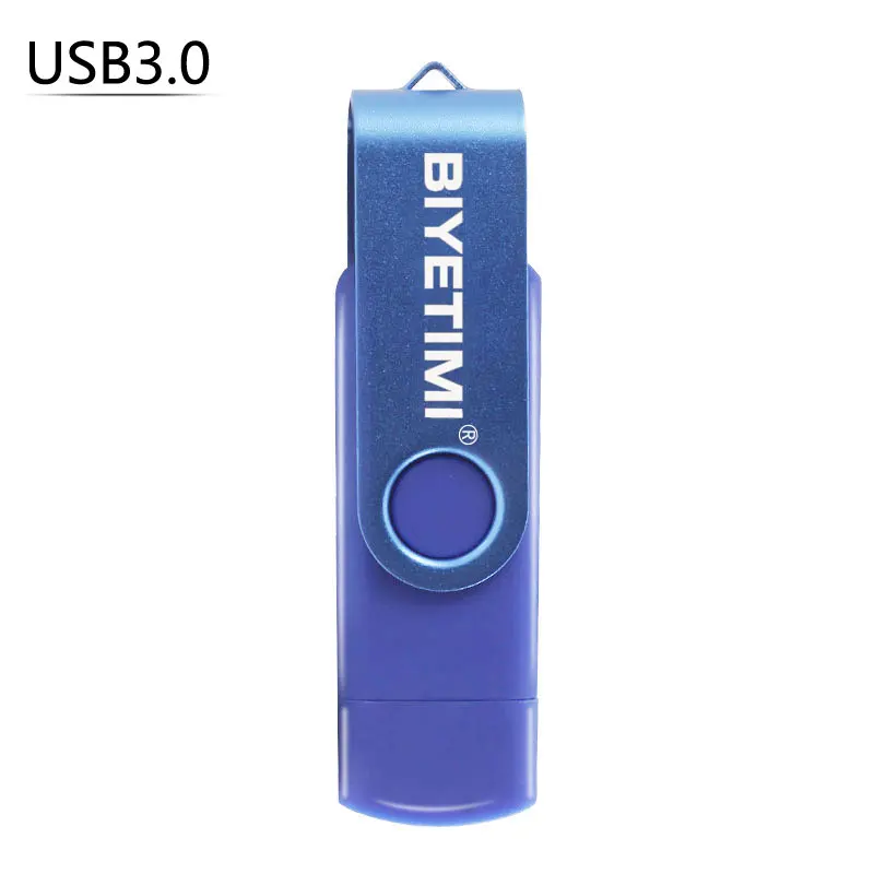 BIYETIMI 3,0 OTG USB флеш-накопитель для смартфонов/ПК 64 ГБ 8 ГБ 16 ГБ 32 ГБ высокоскоростной BIYETIMI-накопитель девять модных цветов - Цвет: Синий