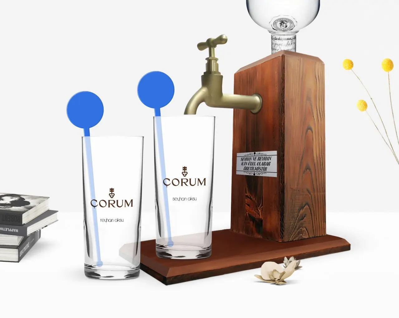 

Индивидуальный красочный печатный дизайн для туризма, двойная чашка для водки и деревянная подставка для водки, подарок Seti-1