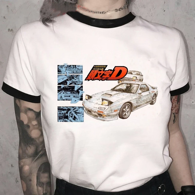 Футболка Initial D для мужчин и женщин милые летние топы популярные Мультяшные