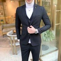 men dress suits british 3piece men wedding suit new 2021 autumn mens business formal plaid suit men luxury slim fit dress