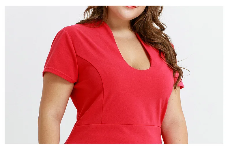 

Solid color sexy slim dress V-neck fashion plus size office women's dress bag hip skirt summer pencil dresses