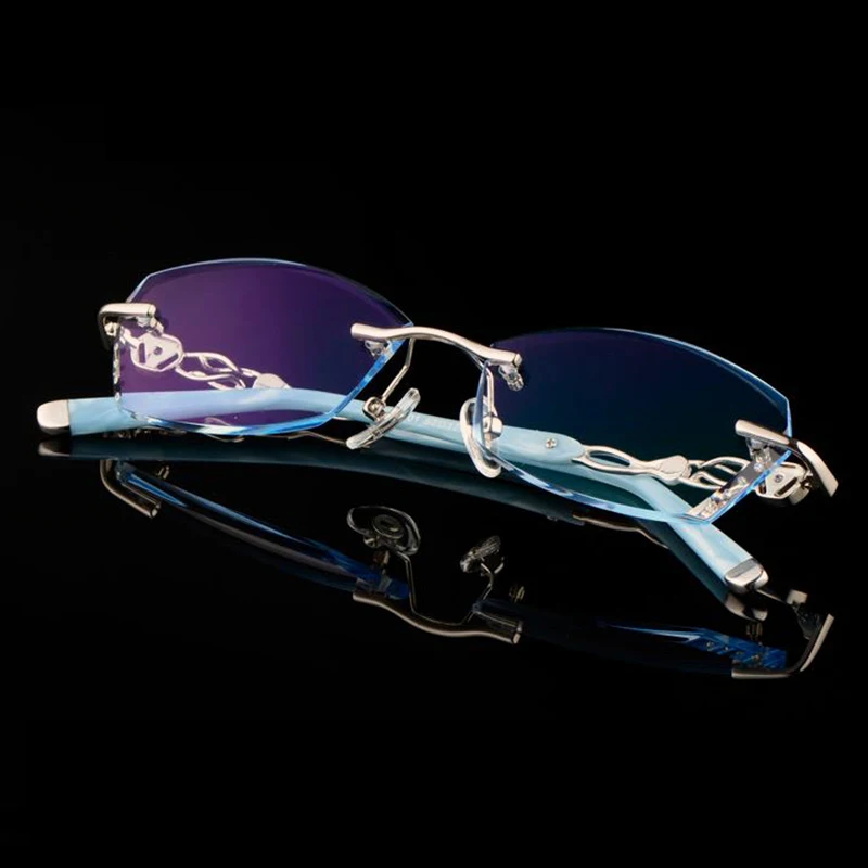 Очки для чтения женские титановые очки без оправы Серебристые безрамные