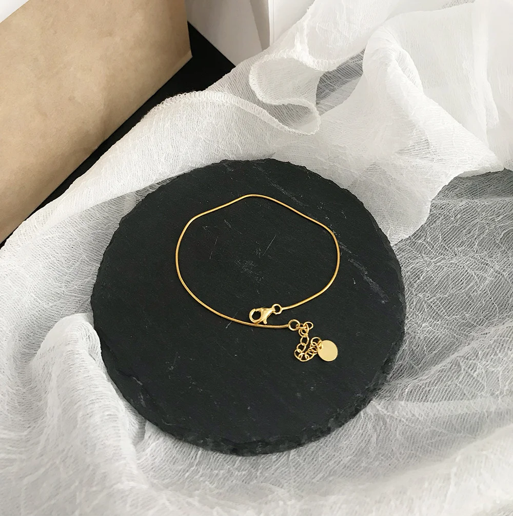 

S925 Sterling Silver Minimalist Gold-plated Personality Snake Bone Slender Chain Exquisite Temperament Bracelet Female Jewelry