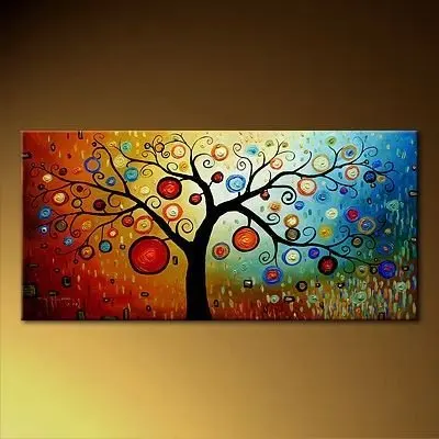 KF-AT-X004 Handmade Art Abstract Canvas Painting for Living Room Bedroom Modern Abstract Tree Painting Wall Picture Decoration - Цвет: KF-AT-X004