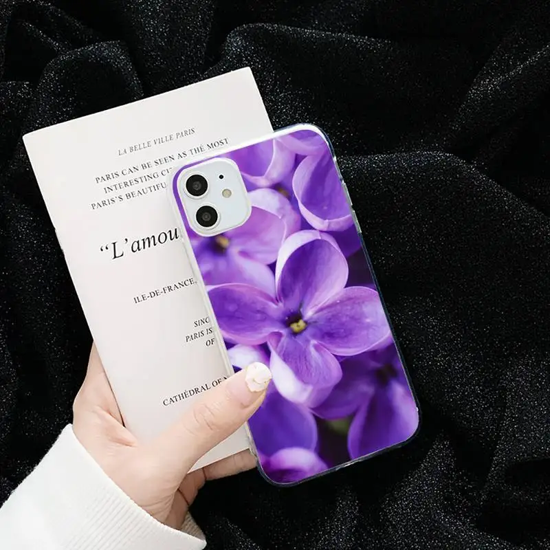 

lavender flower fashion mobile Phone Case Transparent soft For iphone 5 5s 5c se 6 6s 7 8 11 12 plus mini x xs xr pro max
