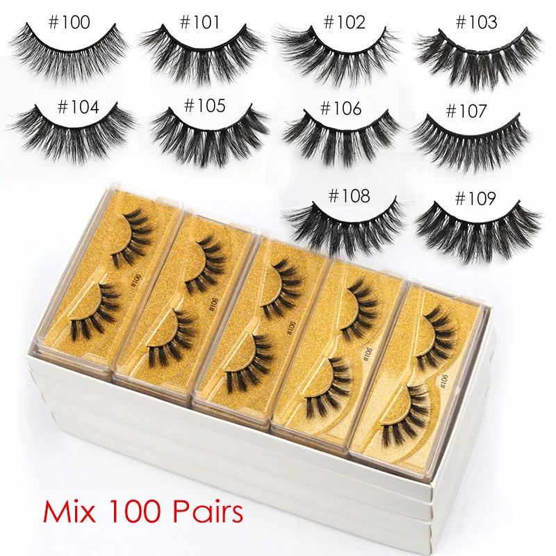 SHIDISHANGPIN Eyelashes Bulk 10/30/100pcs Wholesale Mink Lashes Make Up False Natural | Красота и здоровье