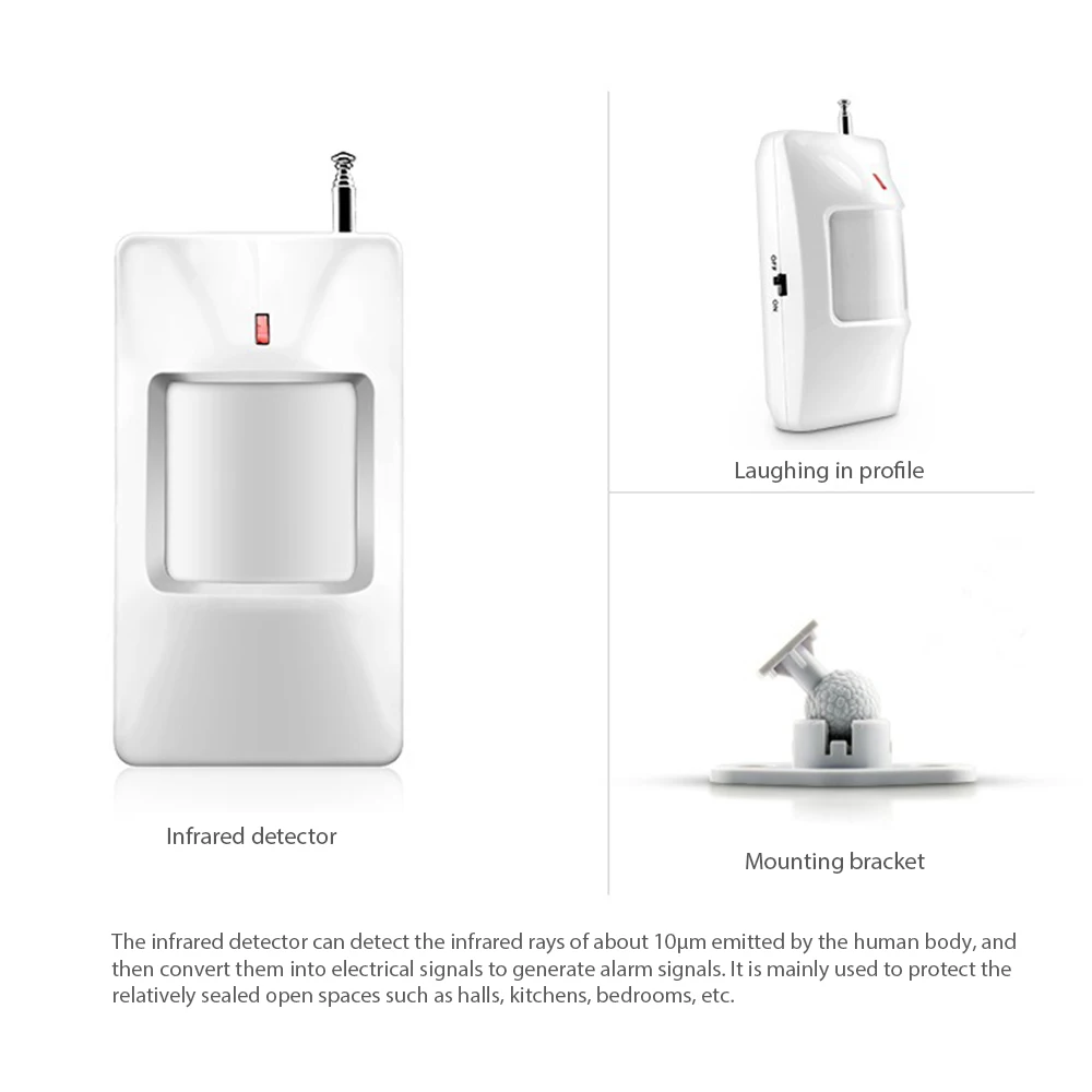 

Wireless Infrared Detector PIR Motion Sensor For 433MHz Wifi / GSM / PSTN Home Security Smart Office Alarm System