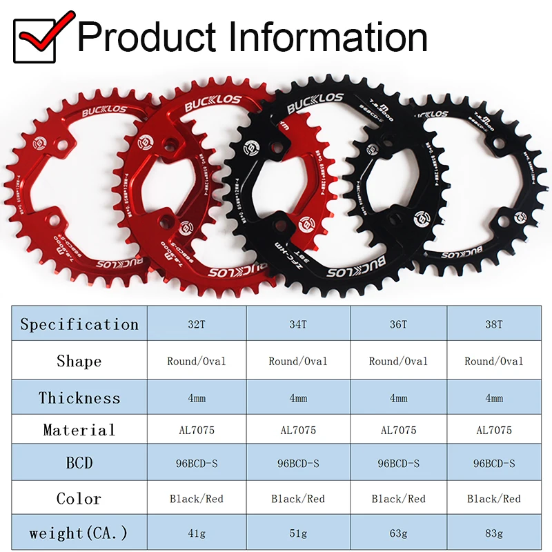 

BUCKLOS 96BCD-S Chainring Round Oval MTB 32T 34T 36T 38T chainwheel for SHIMANO M9000 M9020 M8000 M7000 crank bike parts