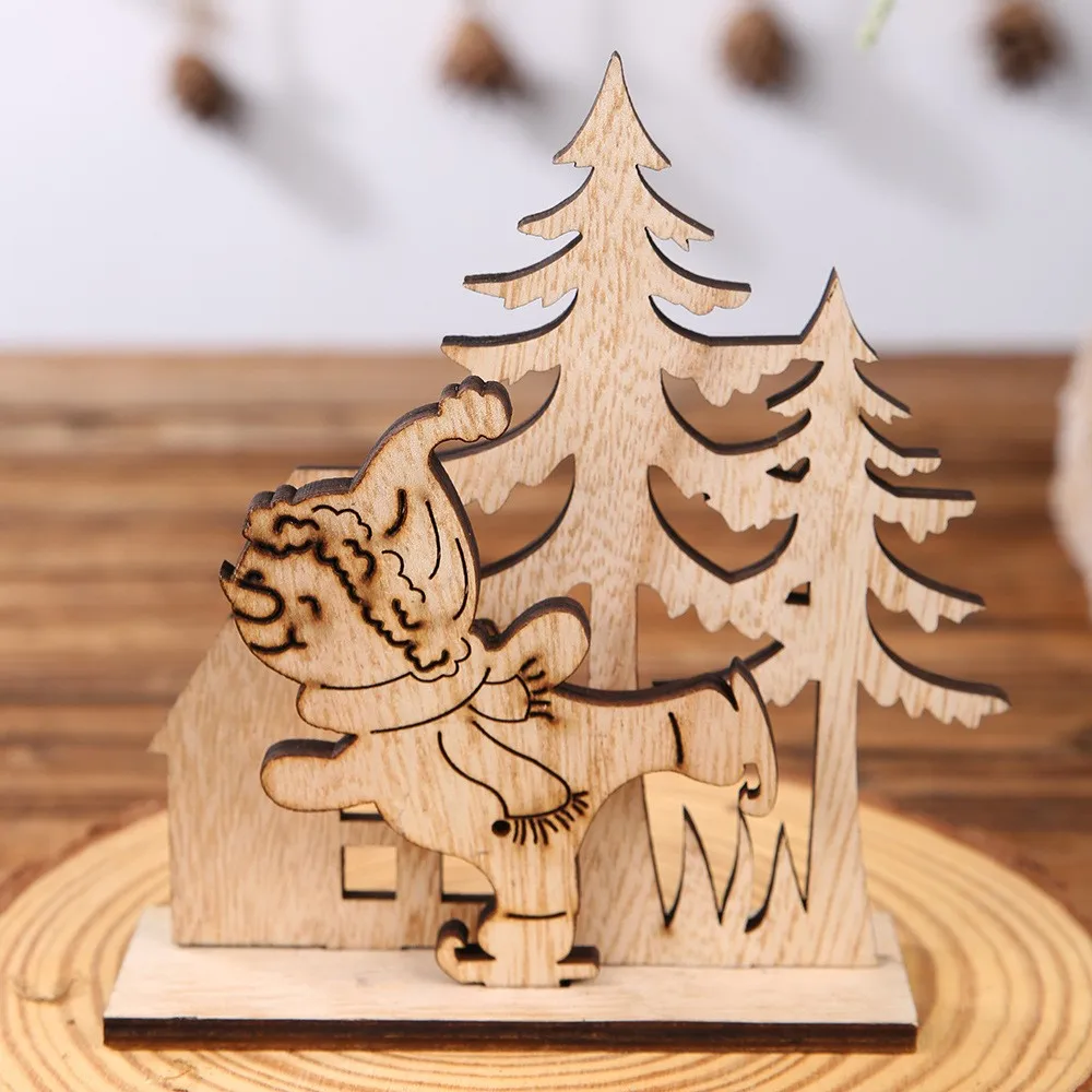 

Handmade Christmas Decorations for Home Wooden Mini Xmas Tree Elk Santa Claus Desktop Christmas Ornaments Giftss Dropshipping /C