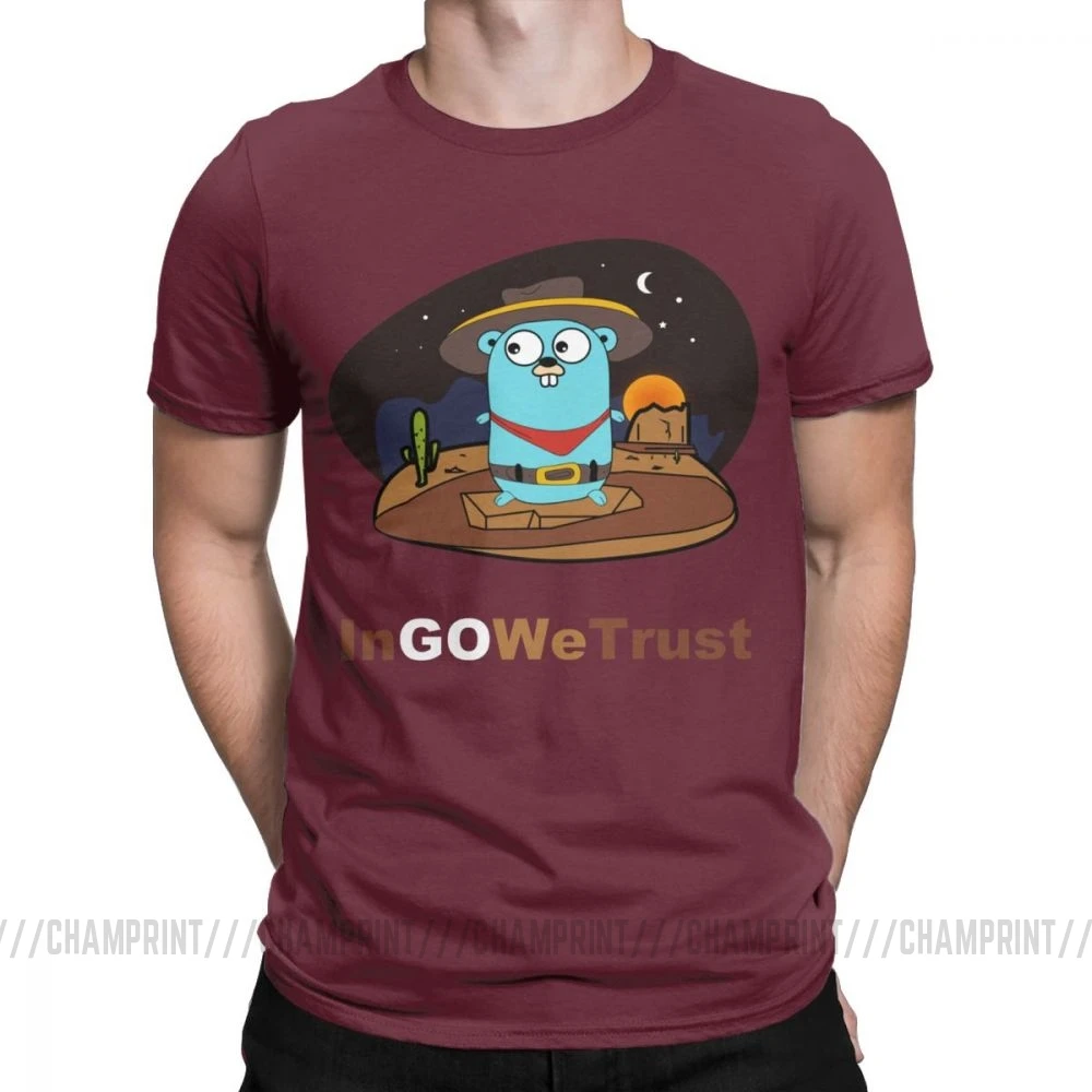 Бургундия Golang Мужская футболка Gopher In Go мы доверяем программисту Программирование футболка кодер кодирование одежда разработчик забавная футболка - Цвет: Бургундия